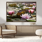 Lotus Flower Wall Art Canvas Print, Water Lily Large Wall Art for Yoga Room Decor