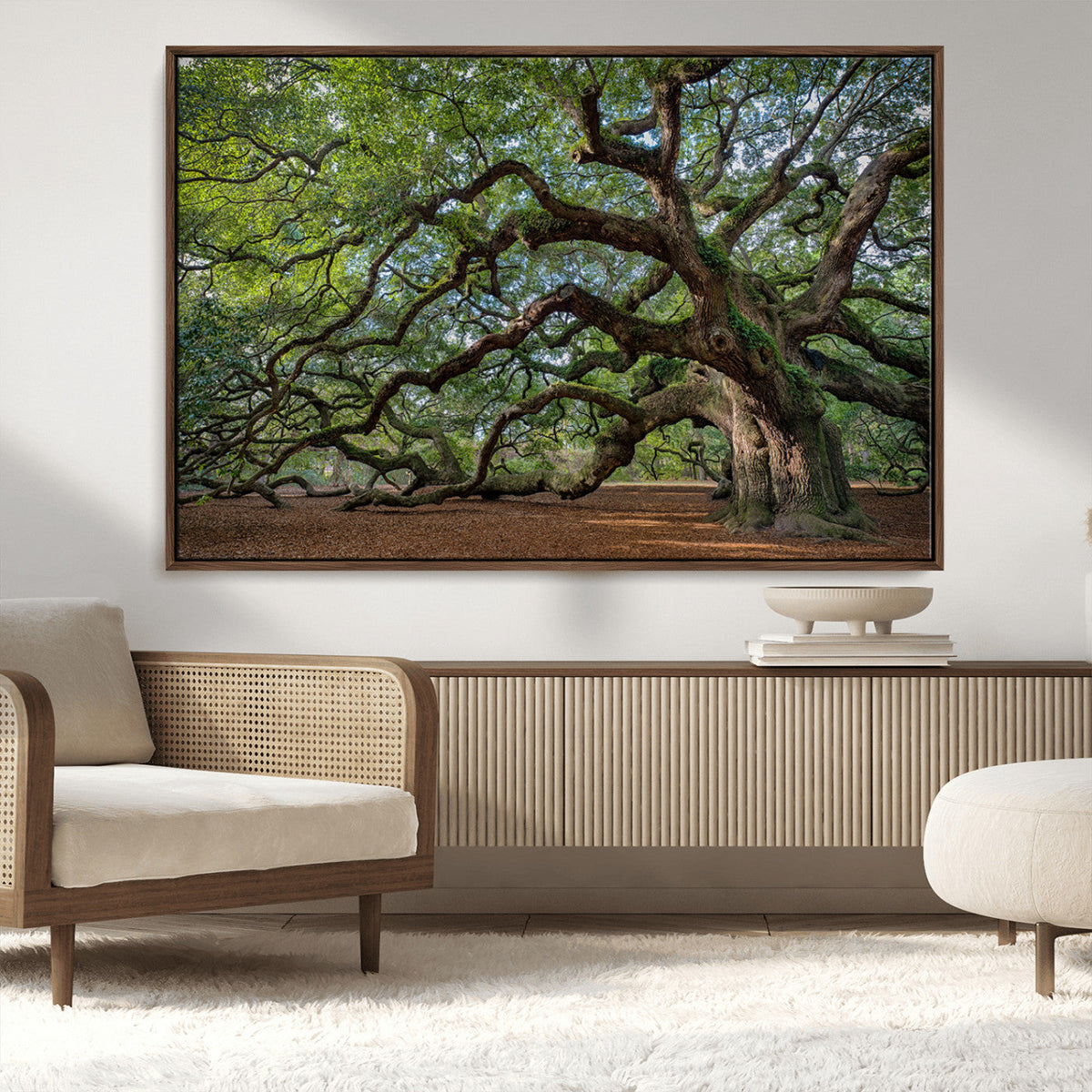 Historic Tree Wall Art | Framed Mossy Branch Canvas Artwork
