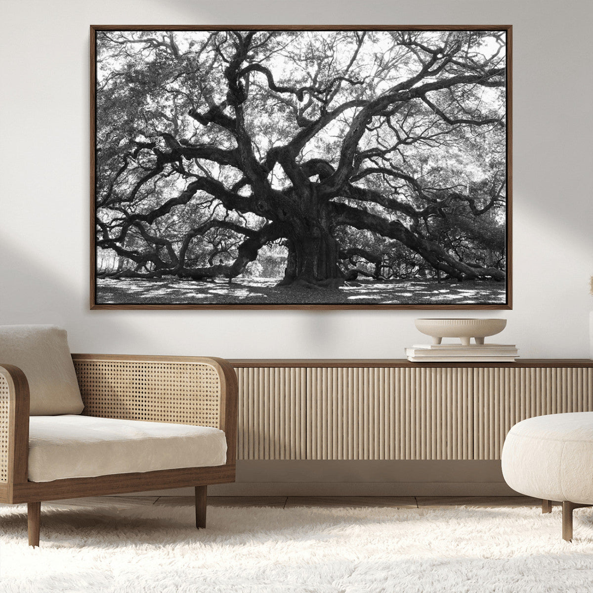 Ancient Oak Wall Art Canvas Print | Gnarled Tree with Twisted Branches