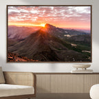 Mountain Sunrise Wall Art | Framed Alpine Ridge Canvas
