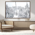 Snowy Ski Lift Wall Art | Framed Winter Mountain Canvas