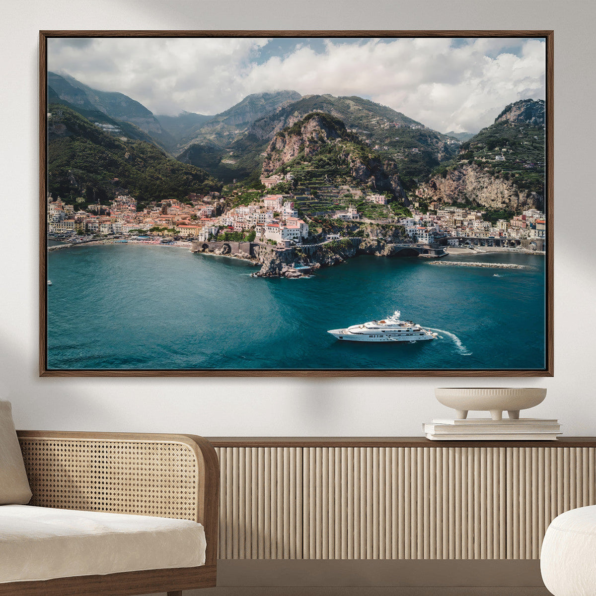 Amalfi Coast Wall Art | Framed Italian Seaside Canvas