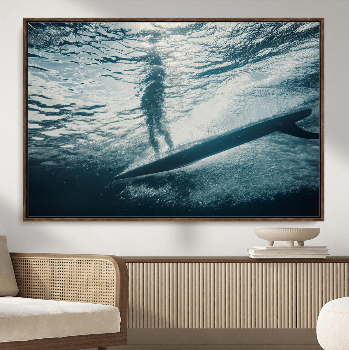 Underwater Surf Wall Art | Framed Ocean Wave Canvas Artwork