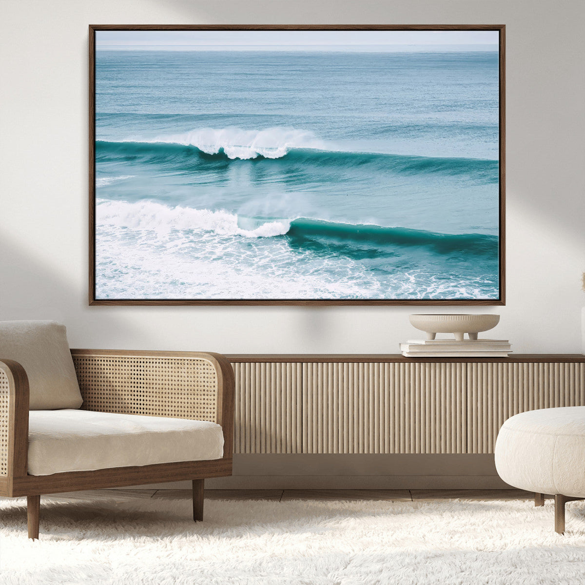 Ocean Swell Wall Art Canvas Print, Framed Surf Waves and Blue Water Scene