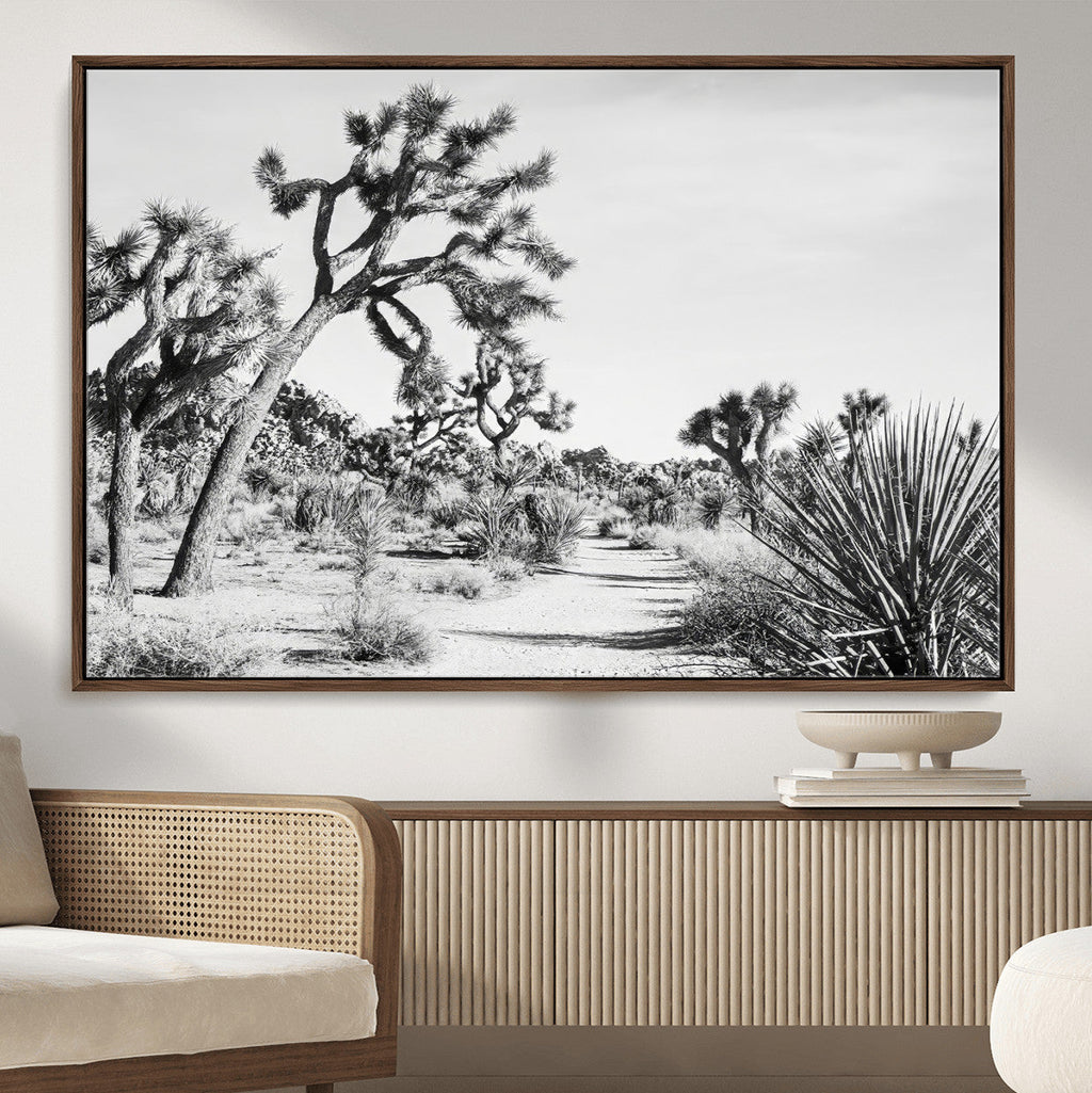 Joshua Tree Wall Art | Black & White Canvas Print, Nature Serenity Decor
