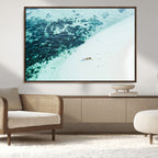 Minimal Beach Wall Art | Framed Ocean Swimming Canvas