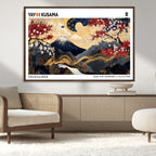 Yayoi Kusama Inspired Japanese Art Canvas Print, Floral Mt. Fuji Modern Asian Wall Decor