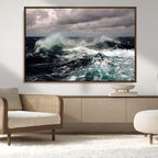 Stormy Ocean Waves Canvas Wall Art, Framed Turbulent Sea Nature Print