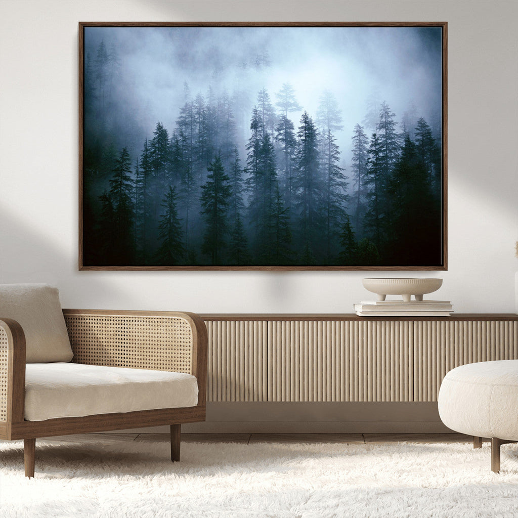 Foggy Pines Misty Forest Wall Art Print