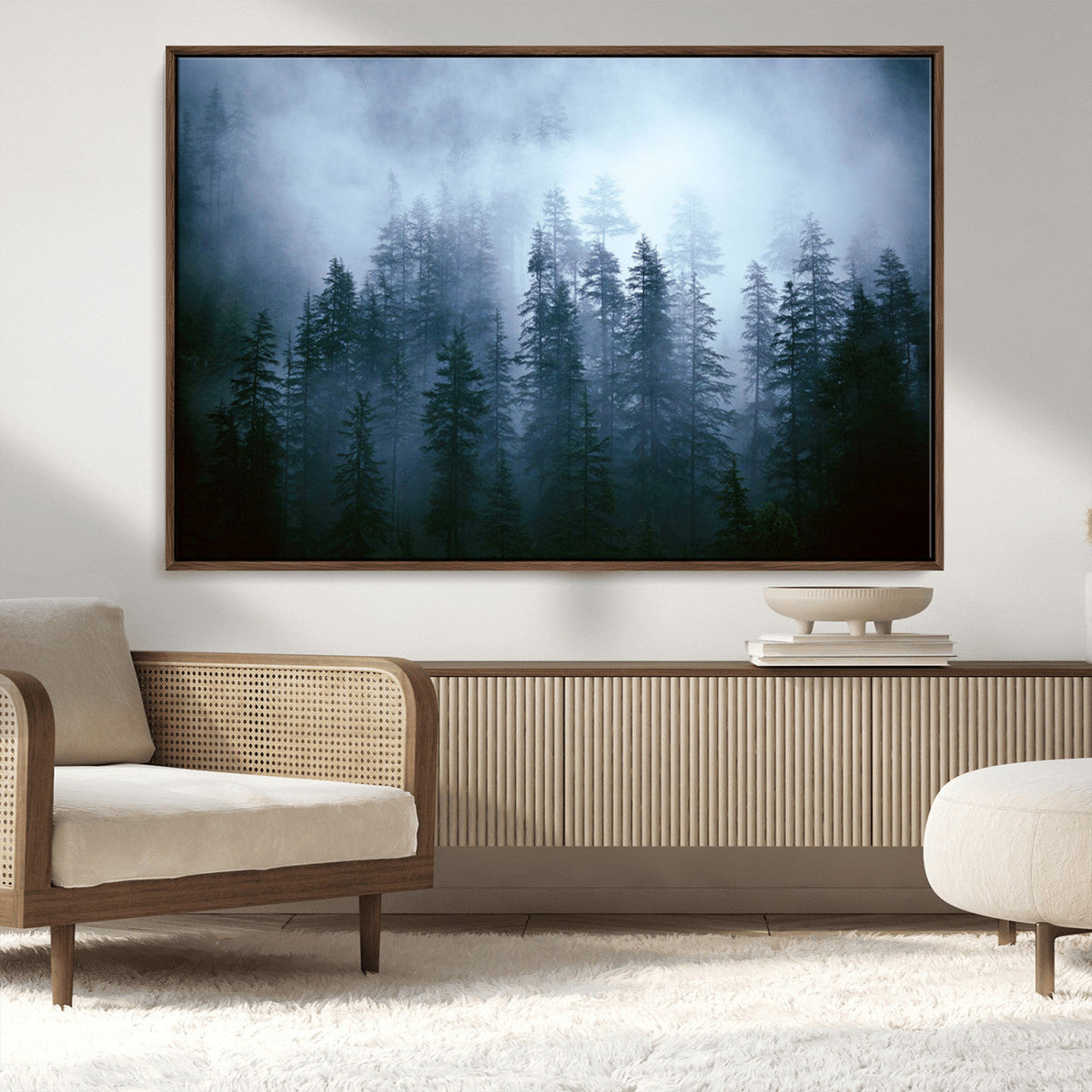 Foggy Pines Misty Forest Wall Art Print