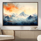 Warm Clouds Abstract Mountain Wall Art, Modern Landscape Canvas Print