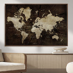 World Map Wall Art Canvas Print | Framed Travel Map Wall Art