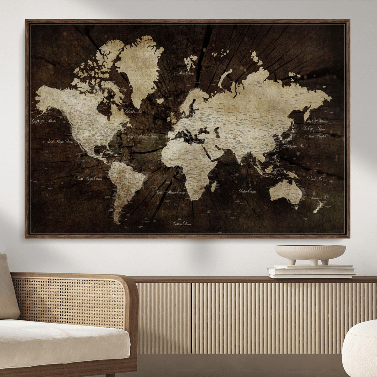 World Map Wall Art Canvas Print | Framed Travel Map Wall Art