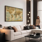 Personalized Navy Push Pin Travel Map Canvas Print, Couples Countries Visited Map, Living Room and Dining Room Decor