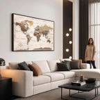 Modern World Map Canvas Print | Framed Travel Map Wall Art