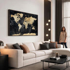 Framed Large World Map Wall Art Canvas Print for Living Room
