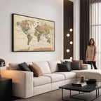 Framed World Map Wall Art for Home and Office Decor