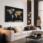 Vintage World Map Earth Globe Countries Oceans Continents