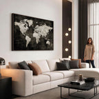Vintage World Map Wall Art Canvas Print | Framed Large Map Wall Art