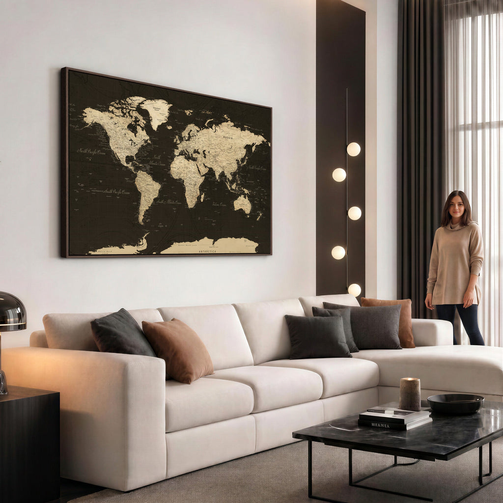 World Map Canvas Print | Framed World Map Wall Art for Couples