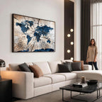 Rustic World Map Canvas Print | Framed Wall Art for Couples