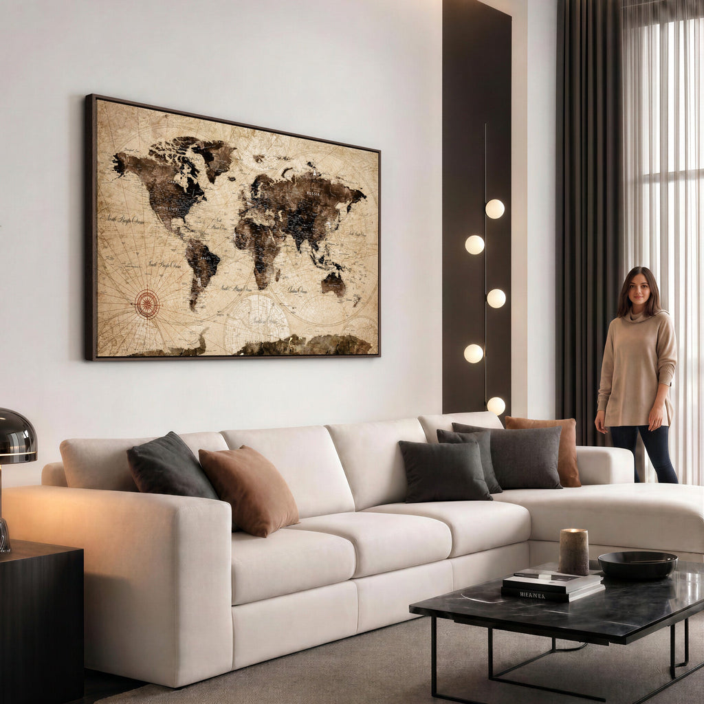 World Map Wall Art Canvas Print