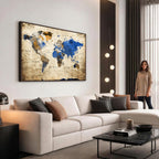 World Map Canvas Print | Colorful Abstract Travel Map, Framed Wall Art
