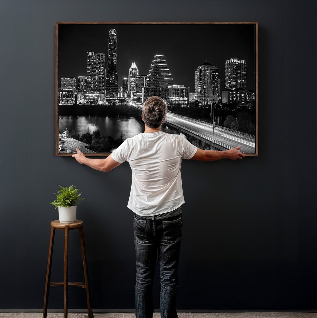 Austin Skyline Wall Art Canvas Print, Austin Downtown Night Cityscape