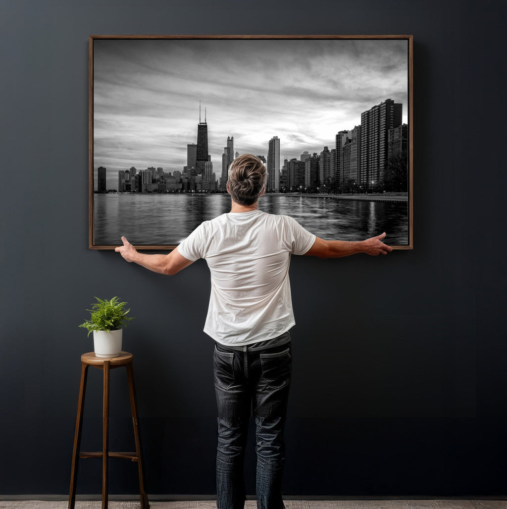 Chicago Wall Art Canvas Print, Chicago City Downtown Night Cityscape