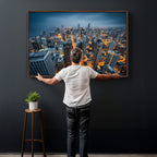 Chicago Wall Art Canvas Print - Chicago City Downtown Night Cityscape