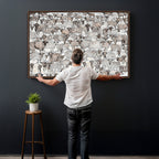 Abstract Texas Cow Wall Art Canvas Print, Farm Longhorn Art for Cabin Decor