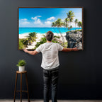 Tropical Beach Wall Art Canvas Print, Palm Tree Ocean Landscape Photography
