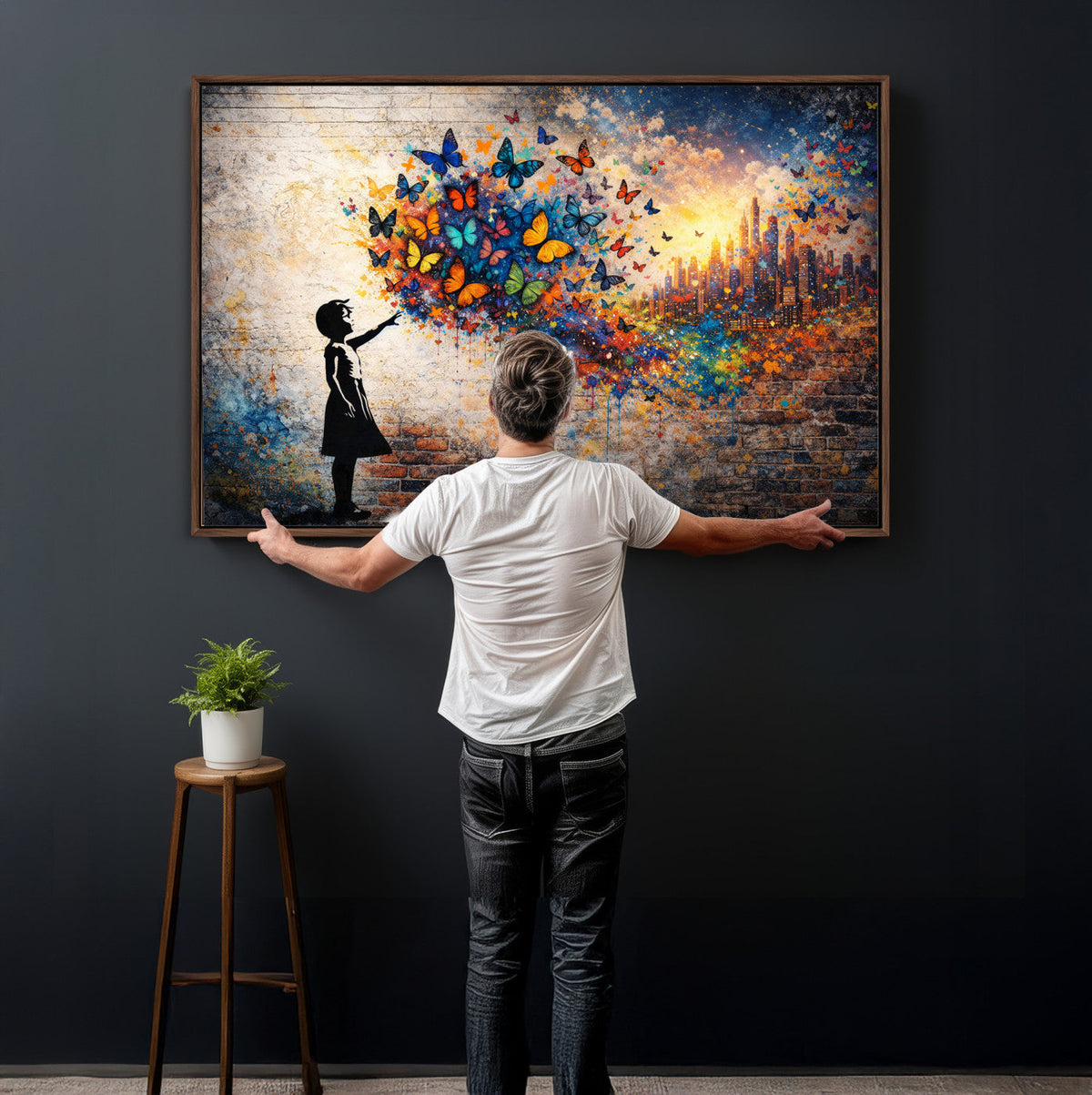 Banksy Girl Wall Art Canvas Print for Living Room Decor