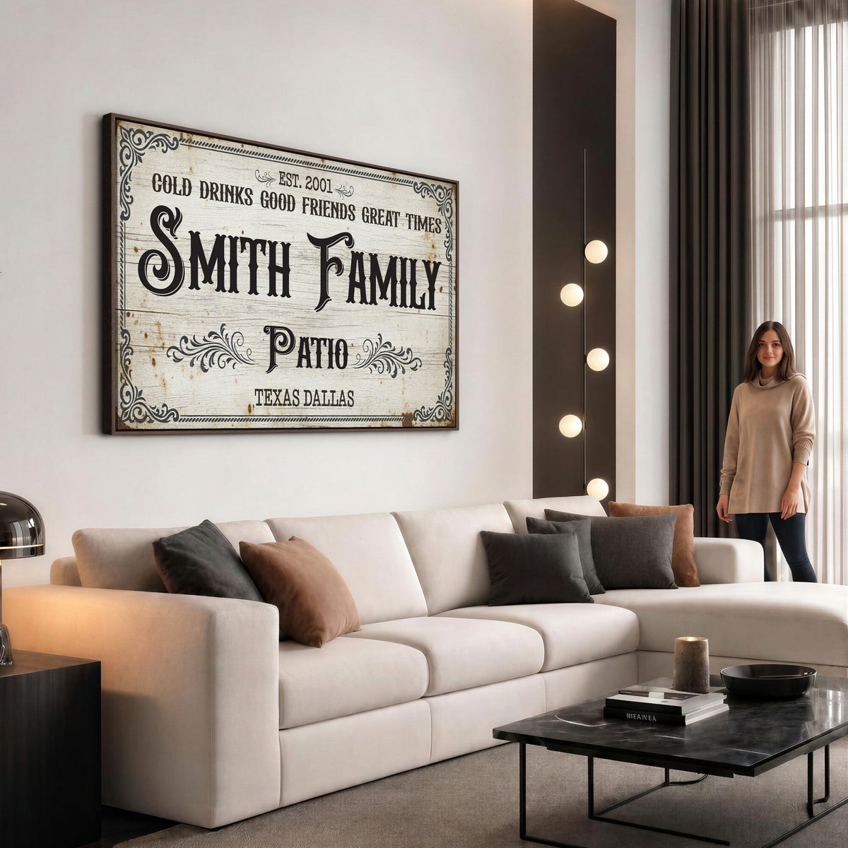 Custom Family Patio Sign Canvas, Personalized Rustic Backyard Decor