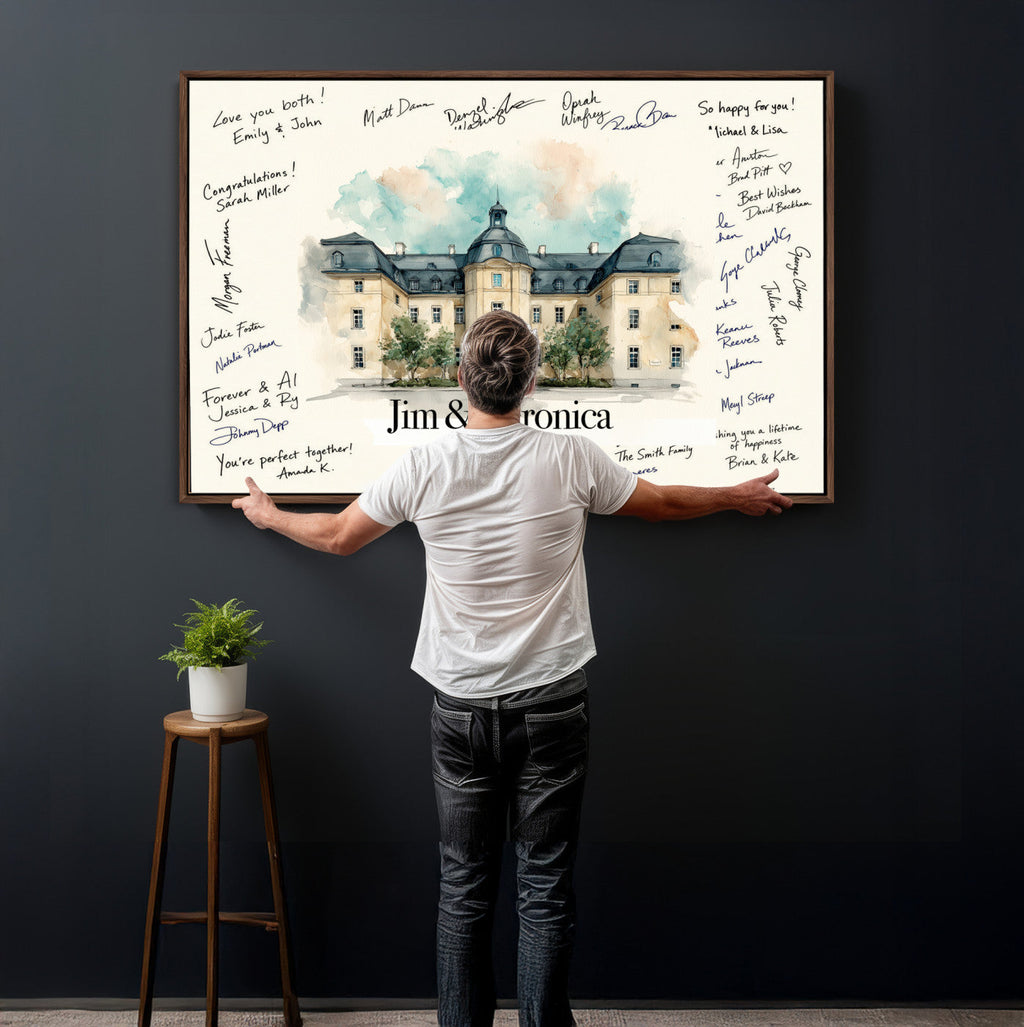 Wedding Venue Guest Book Canvas, Personalized Venue Drawing Sign