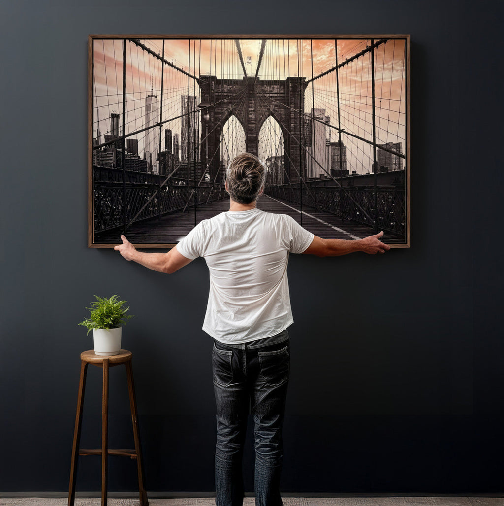 Brooklyn Bridge Canvas Wall Art, New York City Skyline Photography