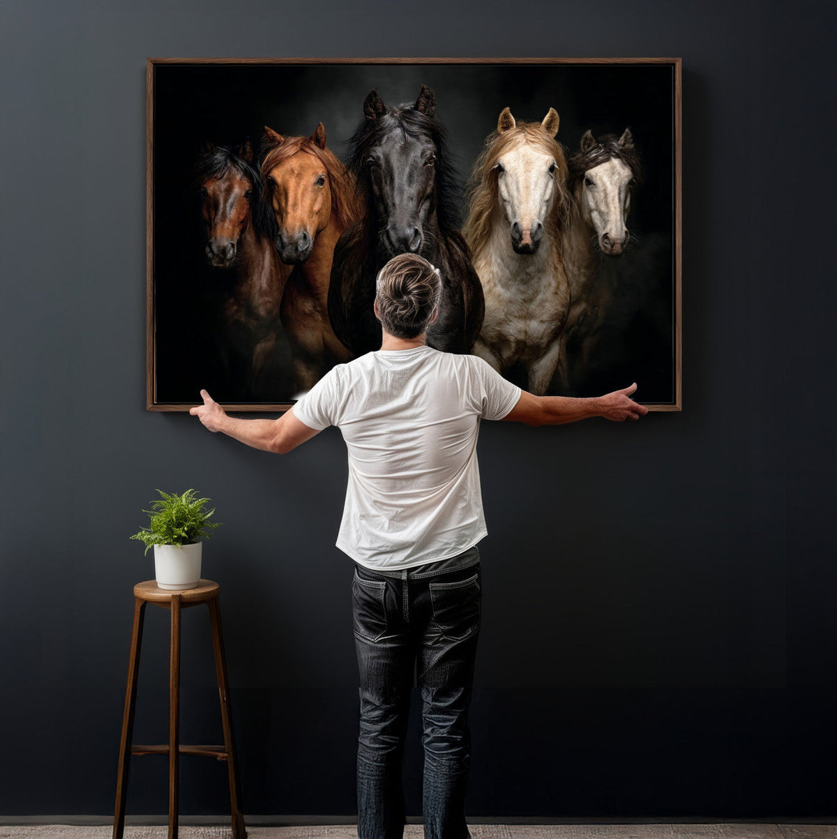 Horse Wall Art Canvas Print, Wild Horses Portrait Photography, Rustic Ranch Decor