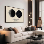 Moon and Stars Canvas Print, Personalized Moon Phase and Star Map Art