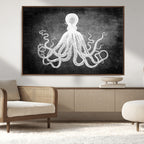 Black White Octopus Wall Art Canvas Print
