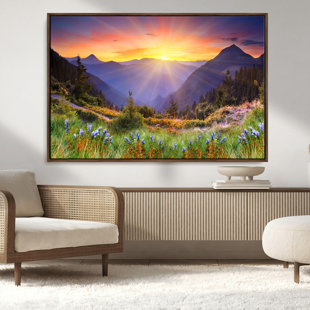 Mountain and Spring Wall Art Canvas Print
