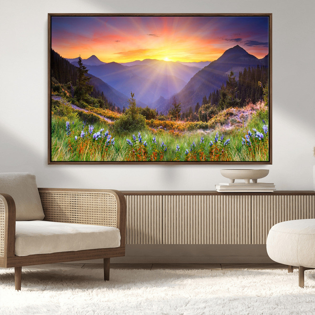 Mountain and Spring Wall Art Canvas Print
