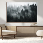 Foggy Forest Wall Art Canvas Print | 3 Panel Large Misty Landscape