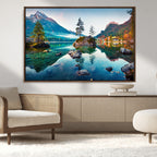 Crystal Clear Lake Wall Art | Mountains Wall Art Canvas | 3 Panel Landscape