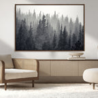 Misty Forest Canvas Wall Art | Monochrome Triptych Pine Tree Print