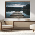 Wooden Bridge Near Lake Wall Art Canvas Print