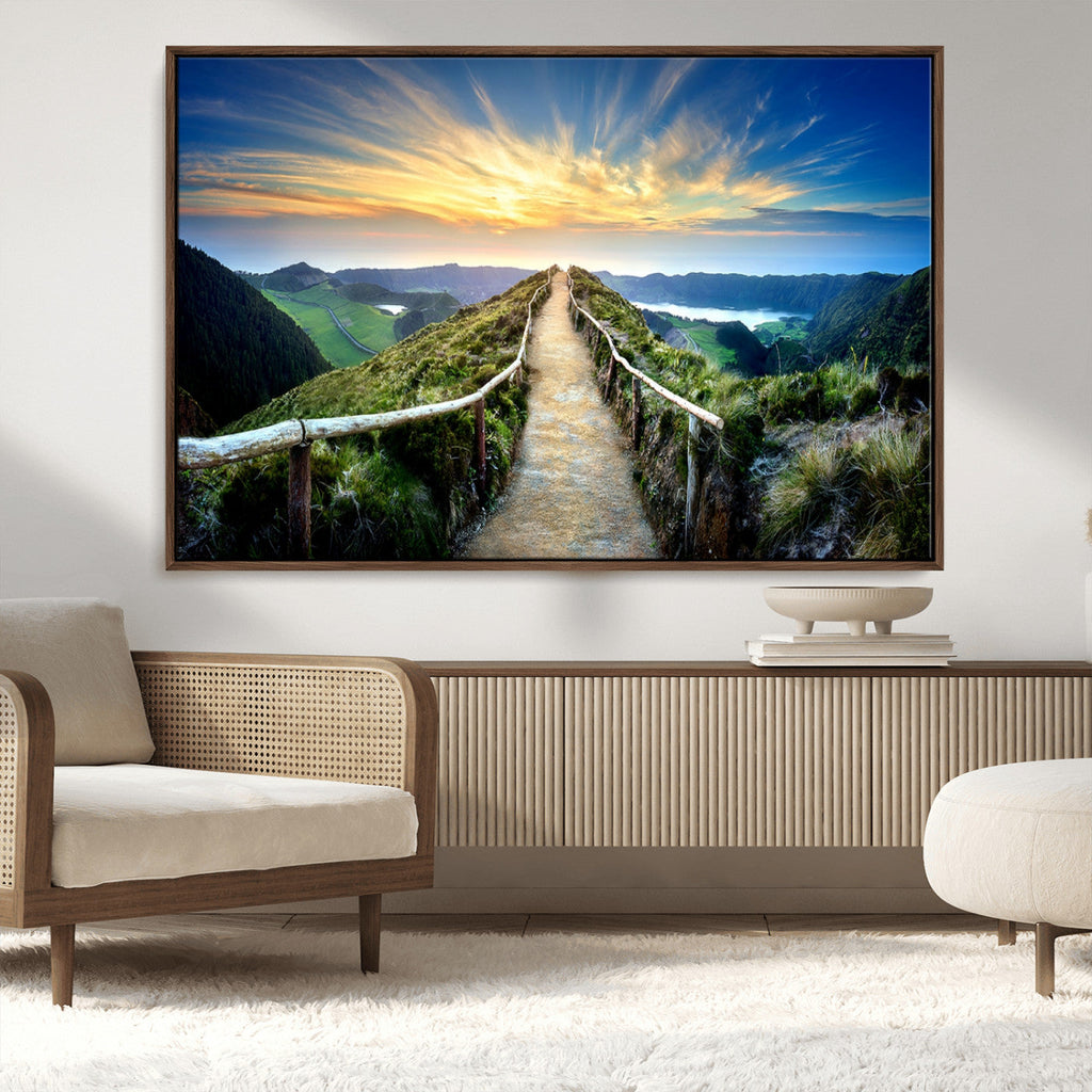 Mountain and Sunset Wall Art Canvas Print