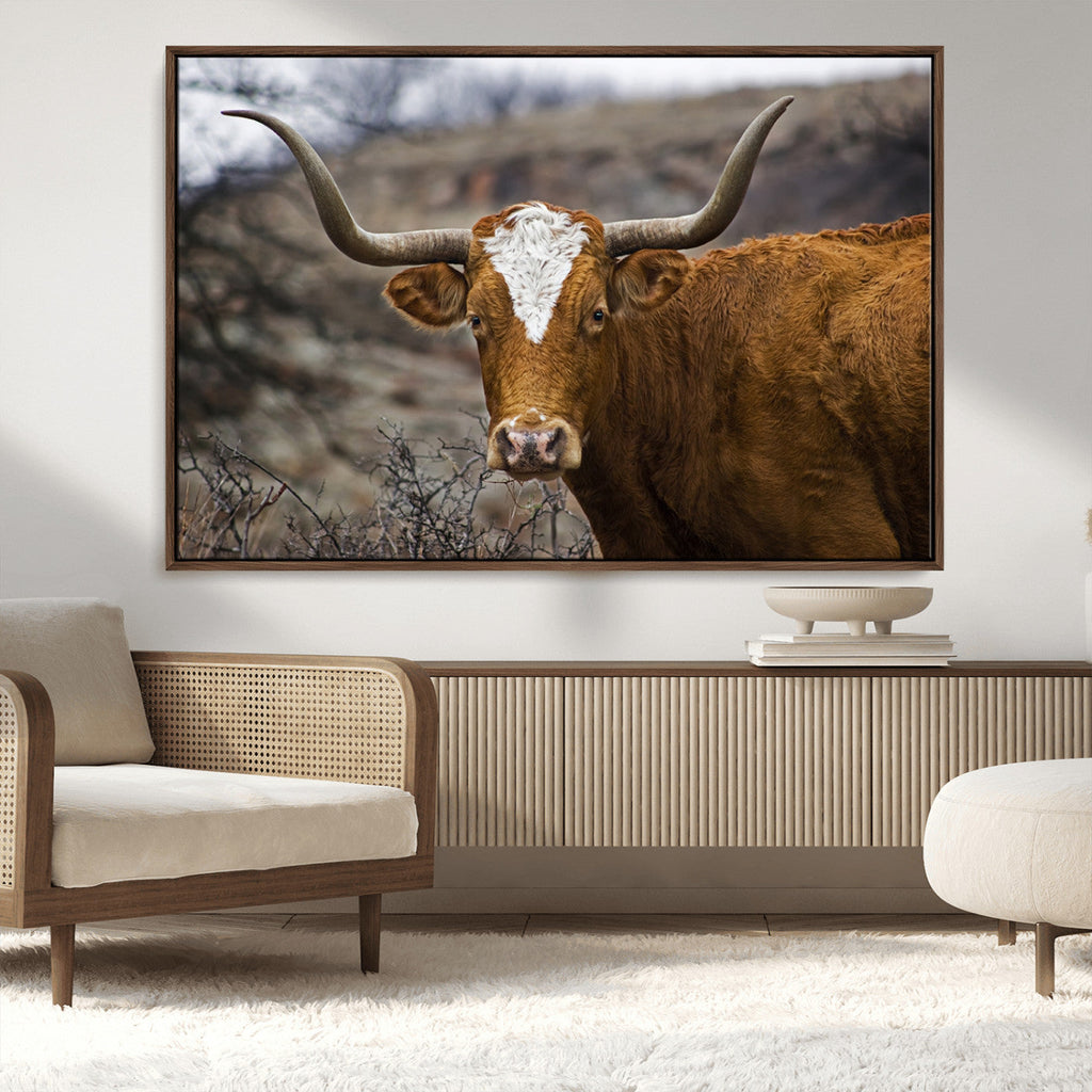 Framed Big Cow Animal Wall Art Canvas Print