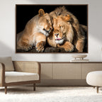 Lion and Lioness Wall Art Canvas Print | African Wildlife Animal Art