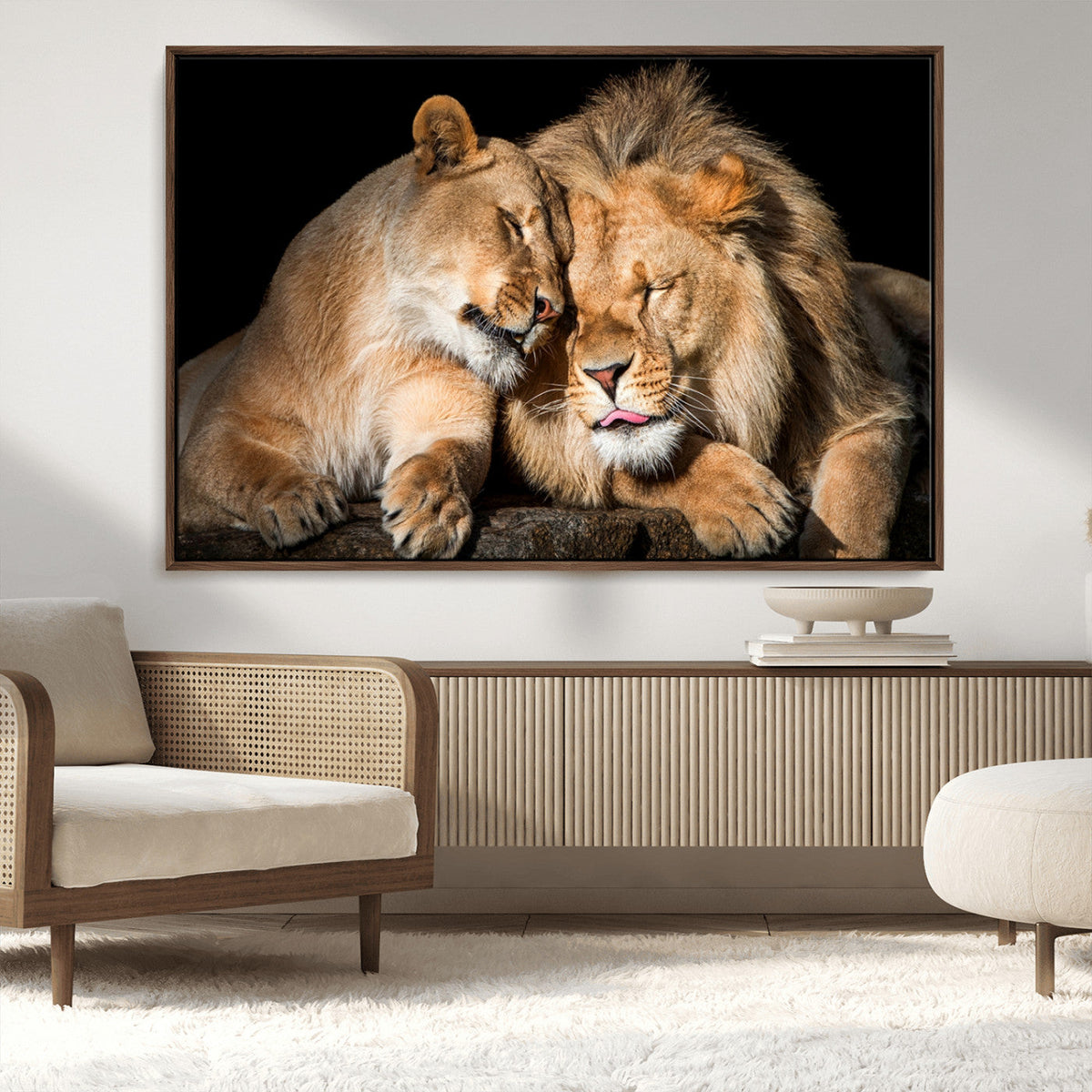 Lion and Lioness Wall Art Canvas Print | African Wildlife Animal Art