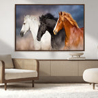 Animal Wall Art Three Horses Farmhouse Art Canvas Print